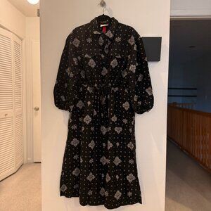 Woolrich x Target Utility Bandana Print Long Seelve Midi Shirt Dress black&white